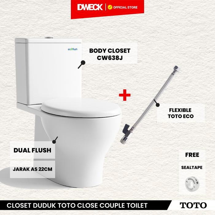 Closet Duduk TOTO CW638J / Kloset Duduk TOTO Original - CW638 BODY SET, SOFT CLOSE LOCAL