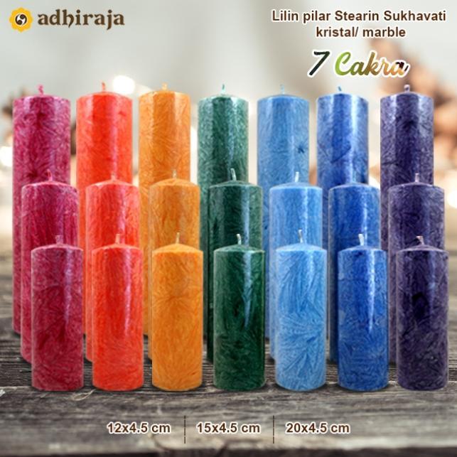 Lilin Meditasi 7 Warna 7 Cakra Stearin Marble Kristal Sukhavati Pilar