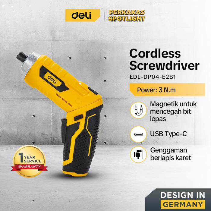Krisbow Modern - [Today Flash Sale] Deli Cordless Screwdriver / Bor Obeng Baterai Elektrik Portable