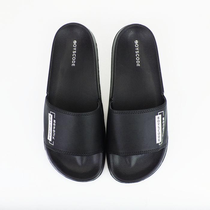 BOYSCODE Sendal Selop Karet Distro Pria Original Boyscode Footwear Kanji Japan Hitam Gratis Ongkir
