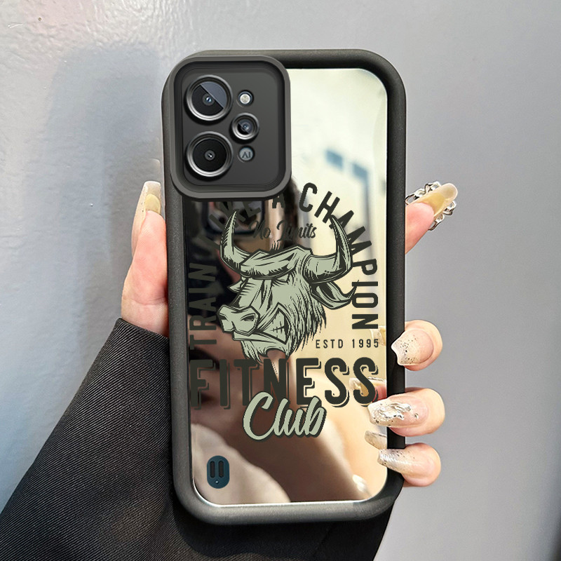 Casing Hp Untuk Realme C31 Case shio Sapi yang marah Mirror Kasing silikon Anti Bentur Cesing Cermin