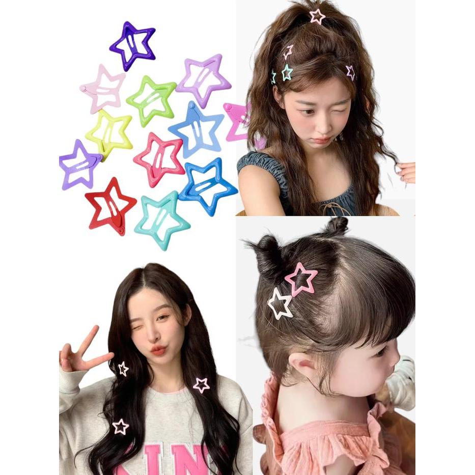 Jepit Rambut Mini Bintang Polos 5pcs / Hair Clip Pin Rambut Bintang Warna