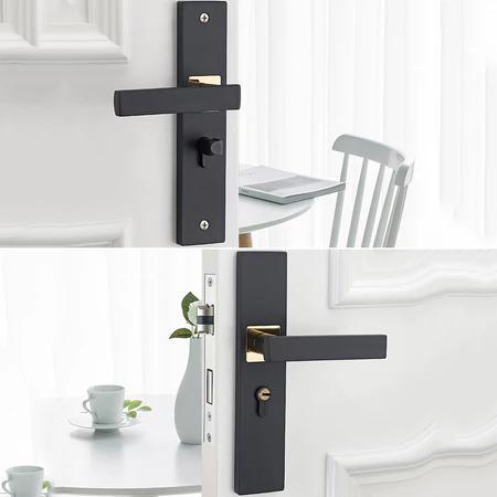 COD Kunci Pintu Set Alumunium Hitam-Emas Lockset Gagang Pintu Modern Elegan Set Lengkap untuk