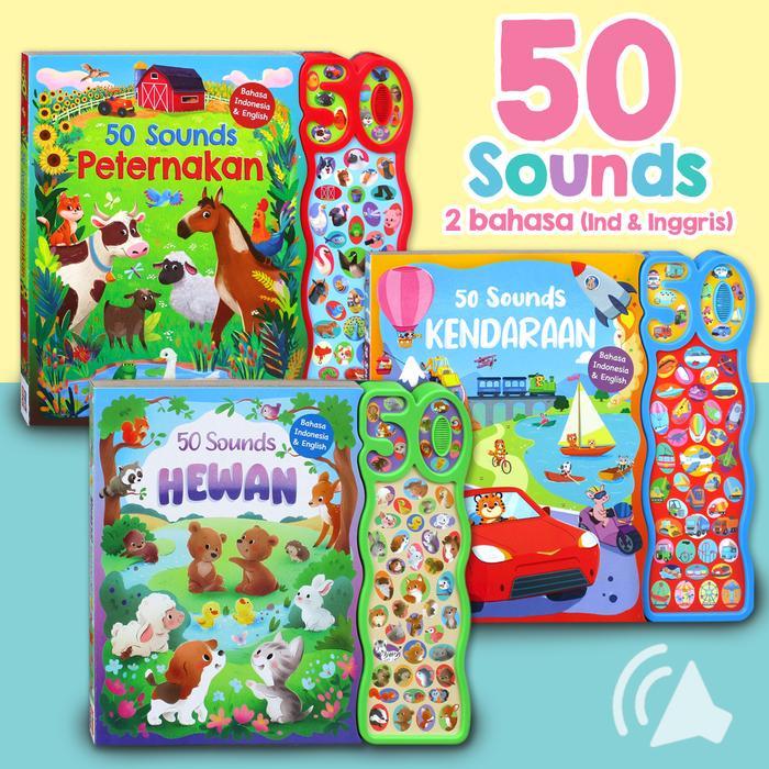 50 Sounds Kendaraan/Peternakan Sound Board Book (Bahasa Indonesia & English)