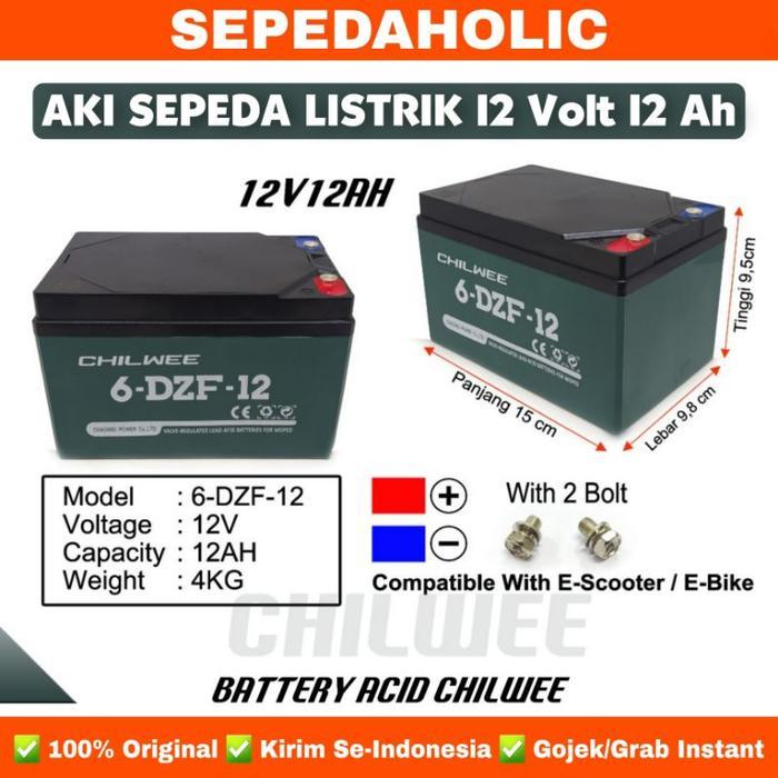 Aki Kering Sepeda Scooter Listrik 12 Volt 12 Ah Chilwee