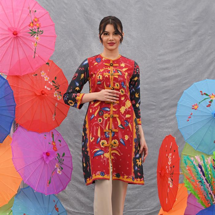 NONA RARA - Amina Tulis Betawi D0540, Baju kerja dress batik wanita modern