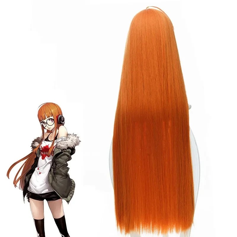 Qqxcaiw Anime Persona 5 Futaba Sakura Wig Cosplay Costume Women Long Synthetic Hair Halloween Party