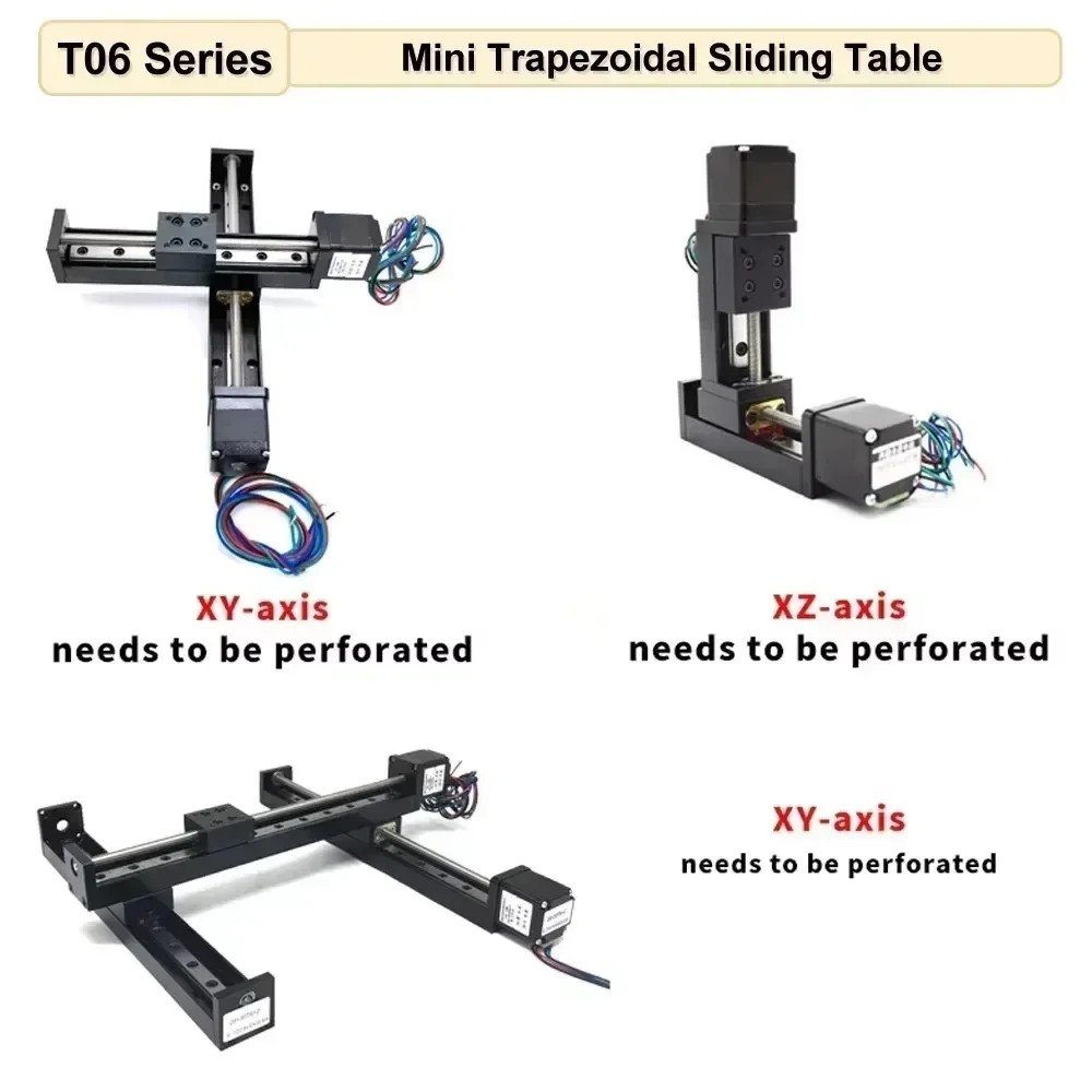 T-type CNC XYZ Axis Linear Actuator Mini Sliding Table NEMA11 Motor Linear Guide Rail Table Manual