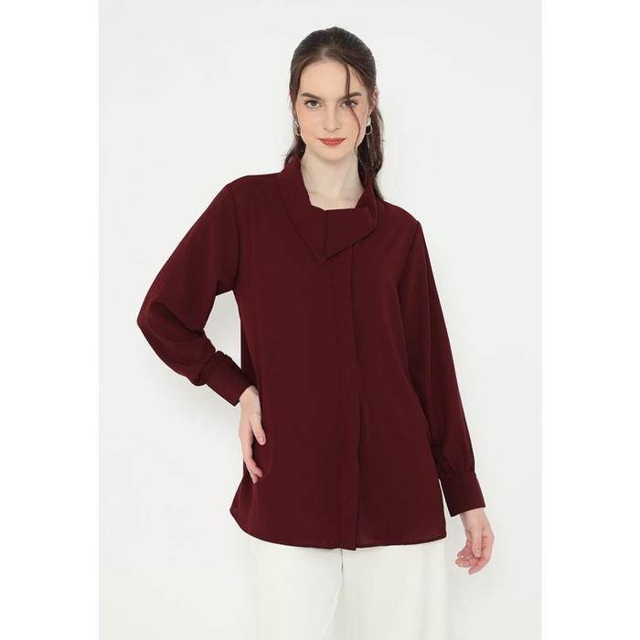 Draffery Blouse Long Sleeve In Maroon By Brilliant Girl