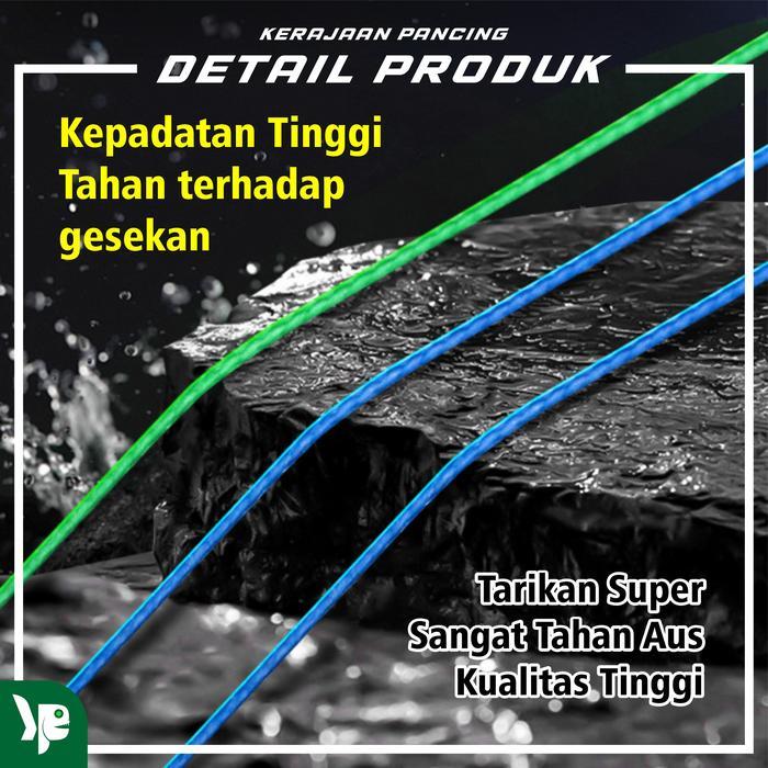 Kerajaan Pnacinhg - Senar Pancing PE X4 Piranha 55m Warna Biru & Hijau Jepang Senar Pancing P6 Super
