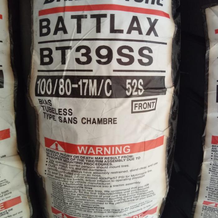 Ban Luar Bridgestone Battlax Bt39 Ukuran 100/80-17 Battlax Tubeless