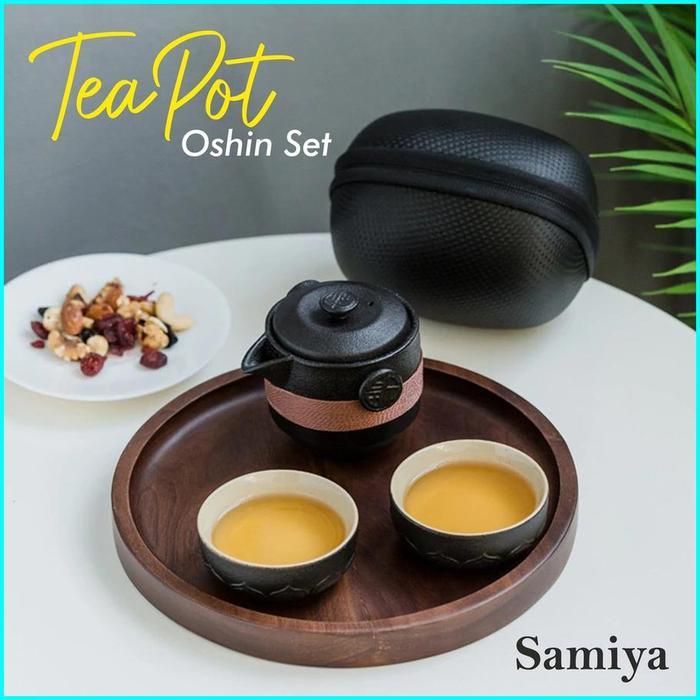 TEKO TEH SET JEPANG PORTABLE BLACK CLASIC JAPANESE TEAPOT SET OSHIN TR