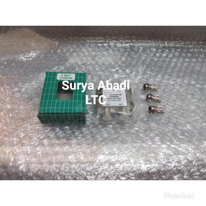 SPLITTER ANTENA TV 2 WAY TAIWAN 5-2400 MHZ + CONNECTOR RG 6