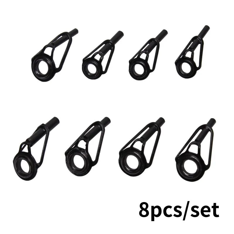 Stainless Steel Fishing Top Rod Guide Porcelain Ring 8Pcs Diy Fishing Pole Tip Repair Rod Tip