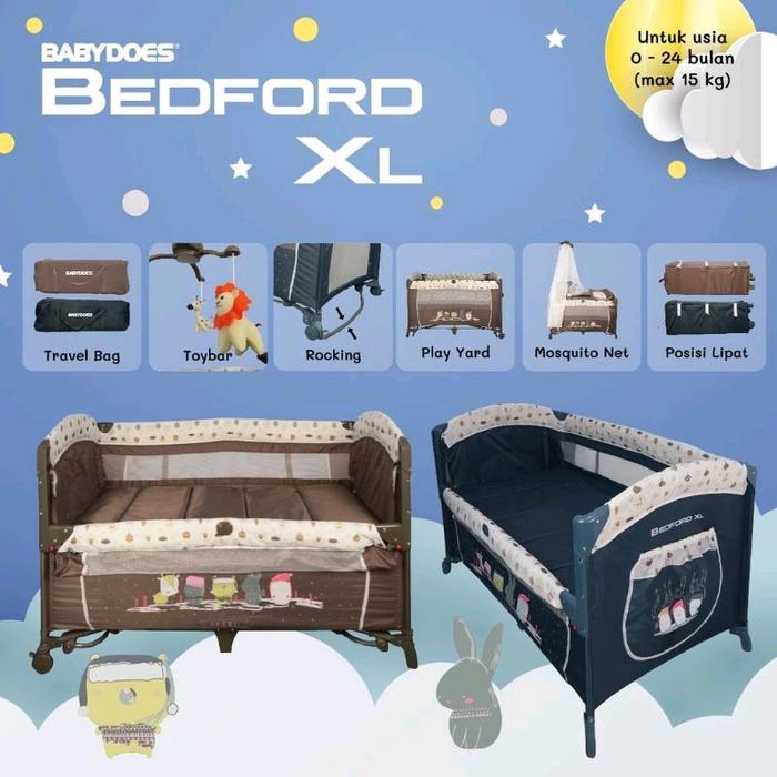 TERLARIS BABYDOES Box Bayi Bedford XL - Ranjang Bayi Side Bed dengan Diaper Changer & Music Box