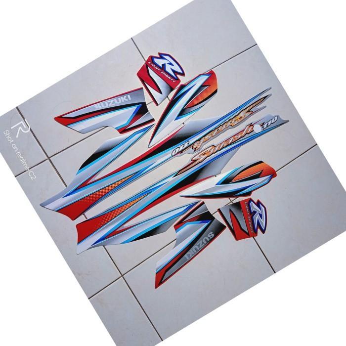 striping motor suzuki smash r 110 2005 silver merah