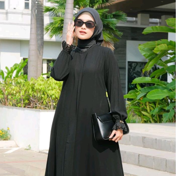 Gamis Darby/ Dnl Ruxury Original Tangan Renda Jetblack Populer