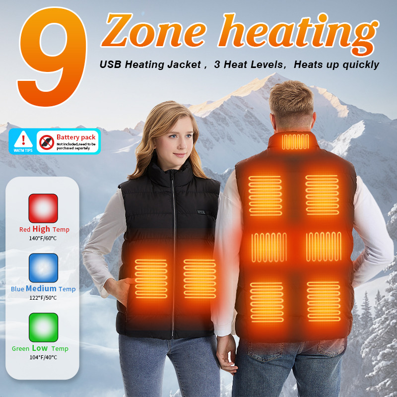 21 Zone Heated Vest Men Women Thermal Vest USB Men Heated Jacket Winter Heated Vest Ski Clothing