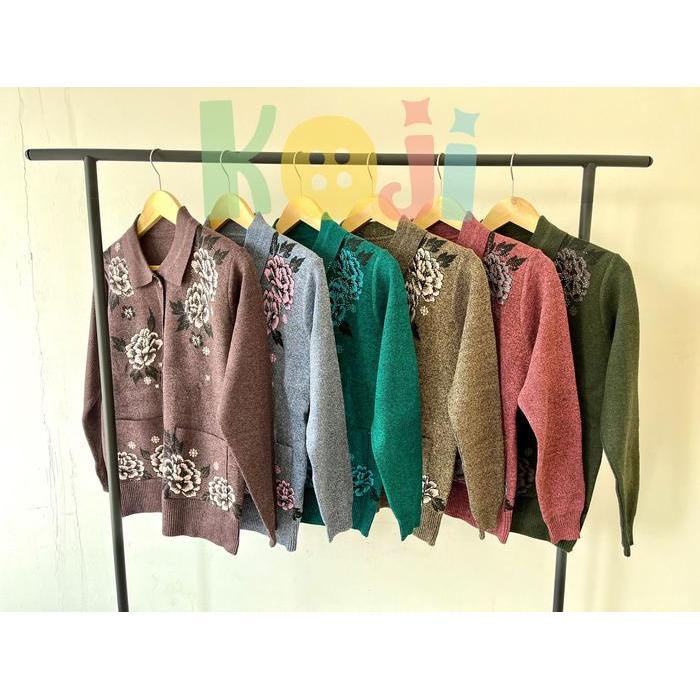 Sweater/Mantel Rajut Ibu-Ibu Premium Koji - Kerah/Oblong Terpercaya