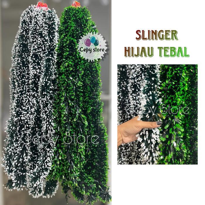 Slinger Tinsel Xmas / Hiasan Pohon Natal / Slinger Hijau Tebal