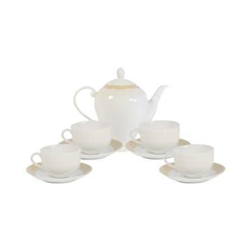 Set Teko teh putih bahan keramik teko hotel kafe