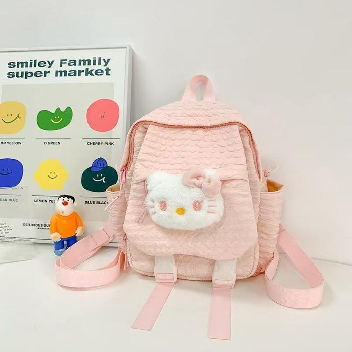 Sedia Ready Tas Ransel Mini Backpack Bulu Karakter LucuHelloKitty Tas Punggung Sekolah DewasaAnak