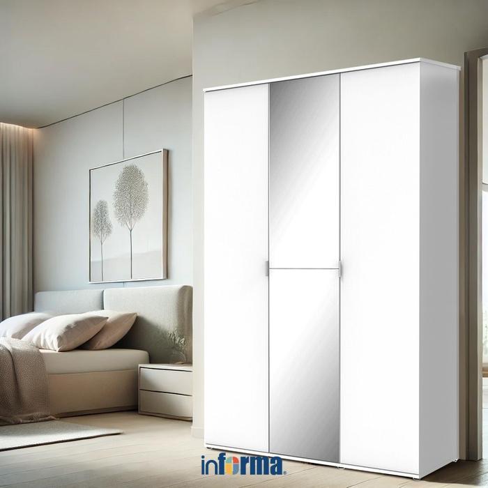 Informa Rhea Lemari Pakaian 3 Pintu - Putih Penyimpanan Baju Pakaian Tempat Lemari Kamar