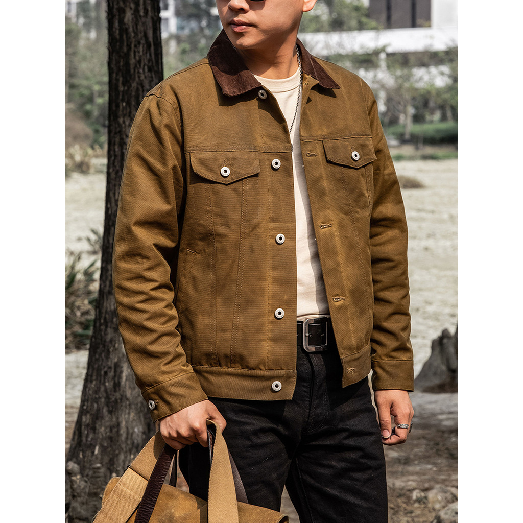 Red Tornado Classic Type 3 Waxed Trucker Jacket American Casual Style Work Wear Coat