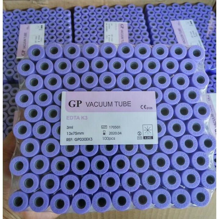 TABUNG EDTA K3 3ML MERK GP VACUTAINER EDTA 3ML PET PLASTIK GP