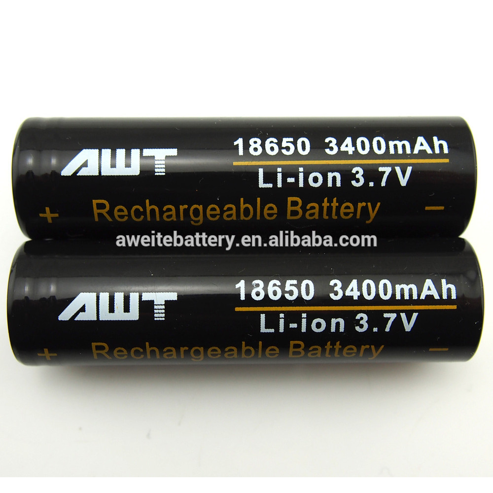 1Pcs Baterai Awt 3400Mah Hitam 18650