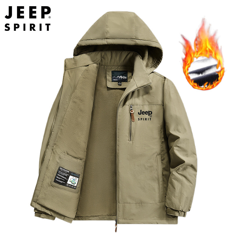 Jeep Spirit men clothing Jacket Autumn Winter Thickened Outerwear Windproof Warmth Outdoor Casual