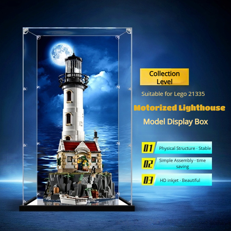 3mm Dustproof Display Box for lego 21335 Motorized Lighthouse Display Case Storage Box