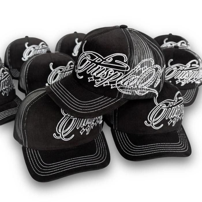 Topi Jaring Trucker Corduroy Black Lattering Thisplan Original