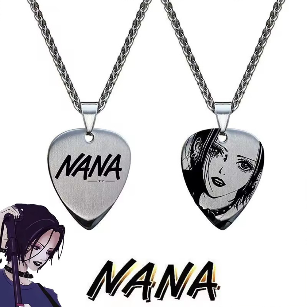 Nana Cosplay Anime Oosaki Nana Pendant Necklace Men Women Alloy Chain Choker Guitar Pick Jewelry