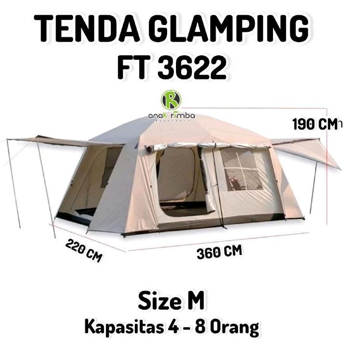 TENDA GLAMPING FT 3622 TENDA DOME KAPASITAS 4 - 8 ORANG