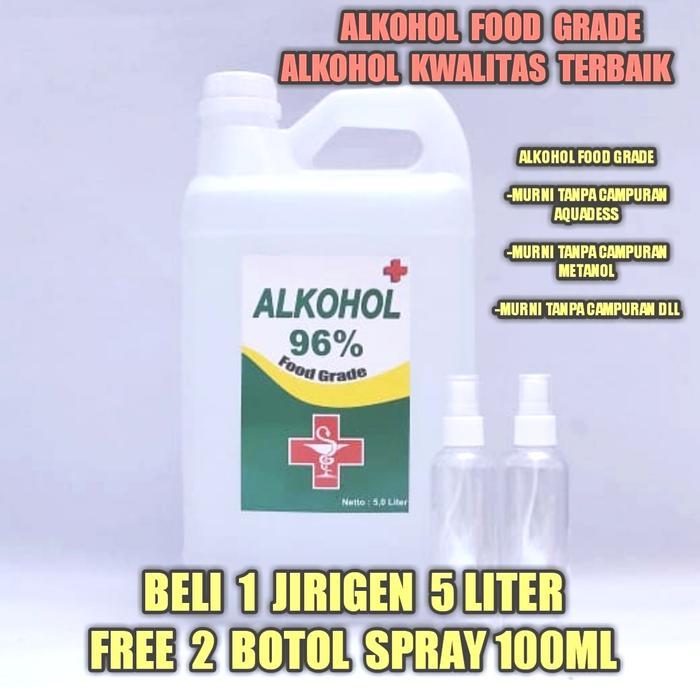 ALKOHOL 96% FOOD GRADE ETANOL KEMASAN 5 LITER