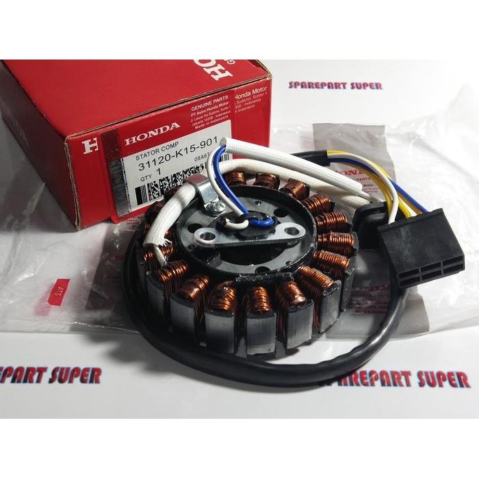 STATOR 18 MATA VERZA PART K15 STATOR ASSY KOMPLIT VERZA SPULL ASSY HONDA VERZA Sparepart Kendaraan