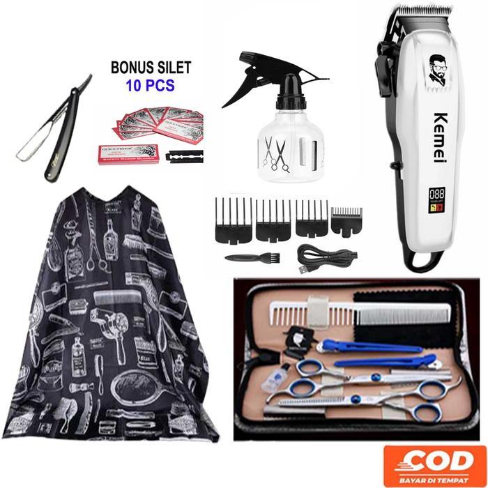 TERLARIS [COD] Paket Alat Cukur Rambut Elektrik Profesional Barbershop Gunting Rambut Gunting Sasak