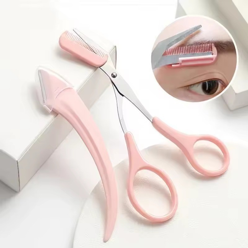 1/2Pcs for Women Eyebrow Scissors with Comb Brow Trimmer Scraper Eyebrow Trimming Knife Eyebrow Face