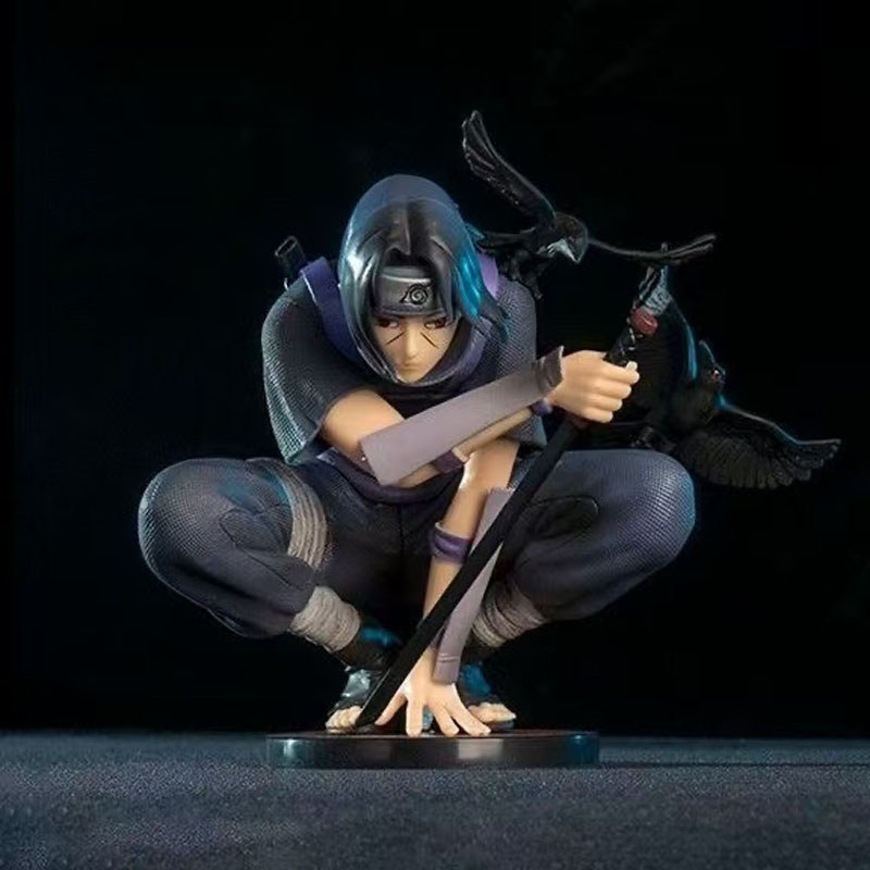 Anime Naruto Gk Uchiha Itachi Dark Department Squatting Crow Illusion Action Figures Doll Model