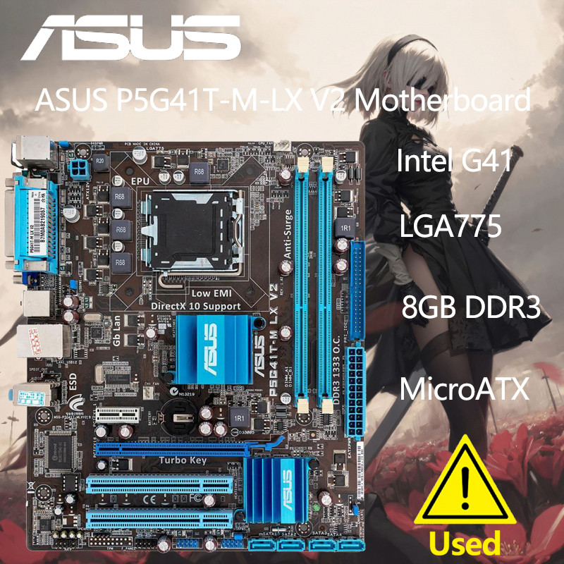Asus P5G41T-M-Lx V2 Motherboard Intel G41 Lga 775 Micro Atx Vga Ddr3 1333 8Gb 2 Ide Usb2.0
