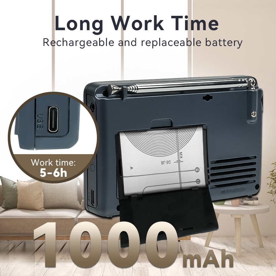 RETEKESS V115 RADIO FM AM SW PORTABLE RADIOS RECHARGEABLE RADIO BATTERIES MULTIPLE BANDS USB