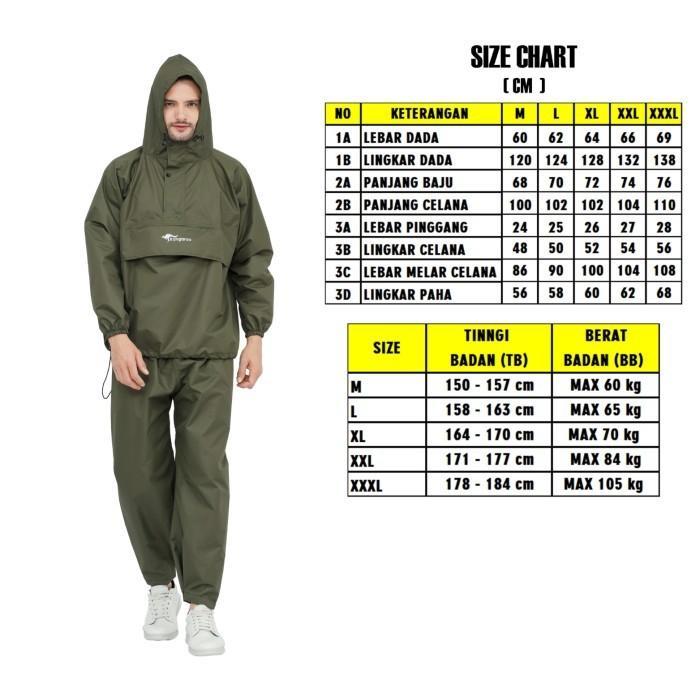 "New" Jaket Jas Hujan Pria Wanita Setelan Kangaroo Waterproof Premium