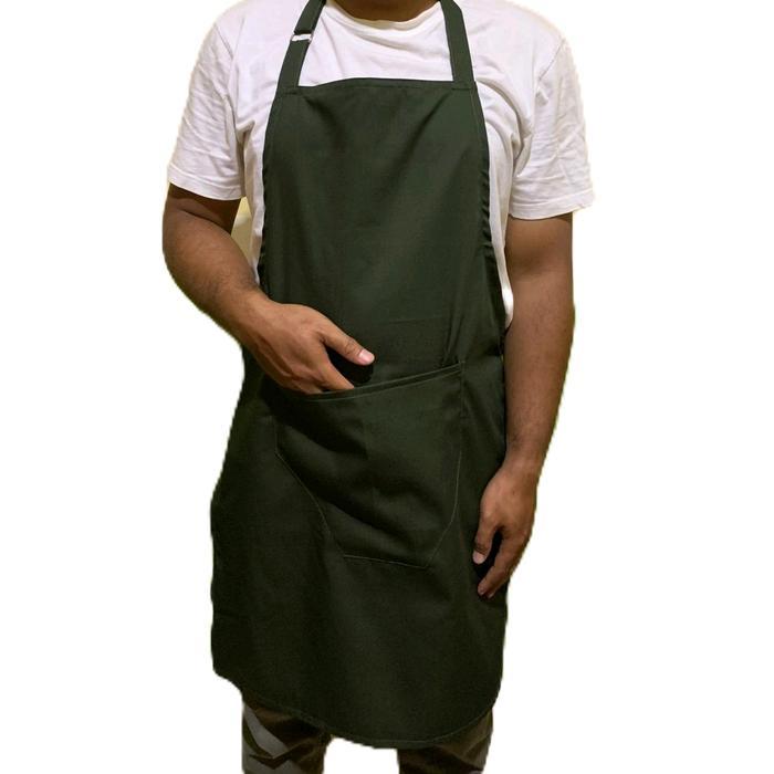 Celemek Cheff-Celemek Kain Premium-Celemek Kattun Drill -Celemek Dewasa-Hitam Polos-Celemek Masak