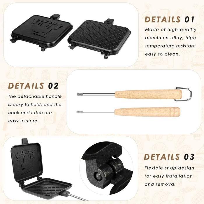 Cetakan Sandwich Maker Waffle Non-Stick Pan Double-Sided Engraving / Alat Panggang Roti Tawar