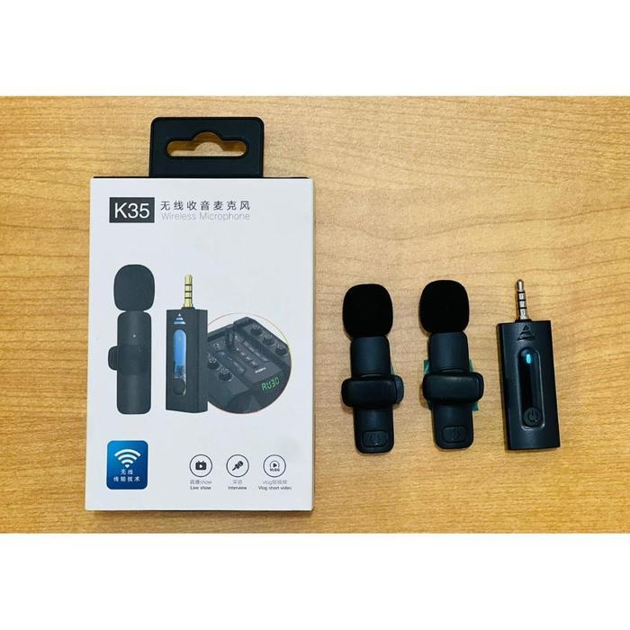 Mic Youtuber / Mic WIRELESS Dual MICROPHONE K35 MIC WIRELESS CLIP ON MICROPHONE Kamera