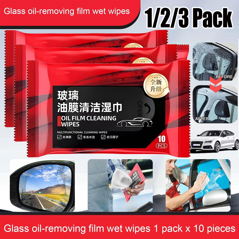 1/2/3 Pack Car Window Glass Oil Film Remover Car Glass Oil Film Removal Wipes Oil Film Cleaning