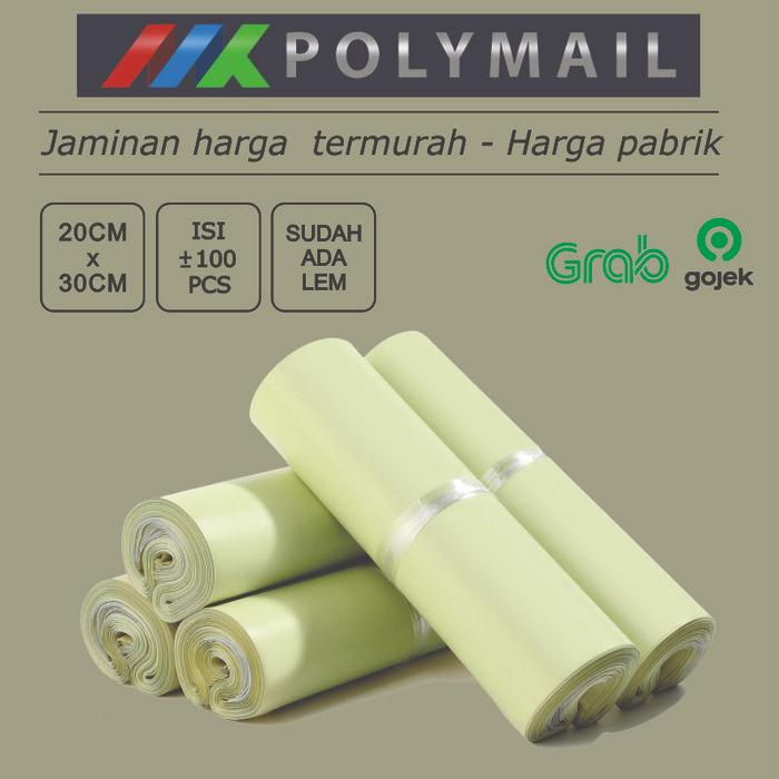POLYMAILER 100PCS 20x30CM CREAM PREMIUM GLOSSY PLASTIK POLYMAILER