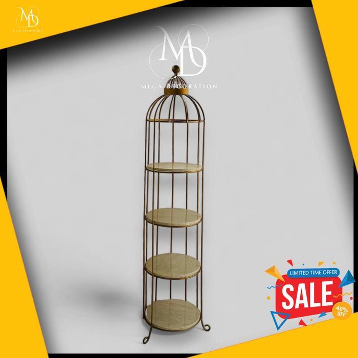 Megadecoration Rak sangkar burung/rak susun serbaguna/Rak sudut ruang tamu/Rak hias ruang tamu Besi