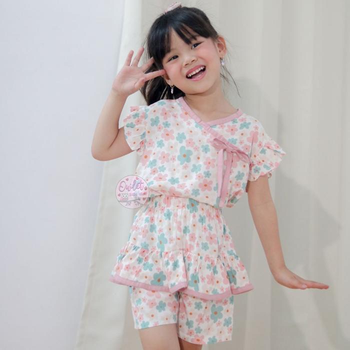 Owlet - Oneset Kimono - Setelan Anak Perempuan - Setelan Rayon - Baju Anak Perempuan - Baju Rayon